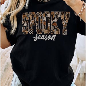 Spooky Season Leopard Print T-Shirt | Halloween Orange Tee | Comfort Colors® Fall Graphic Shirt