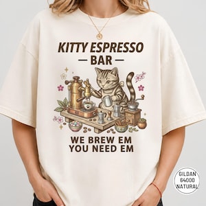 Cat Barista Espresso Bar T-Shirt | Coffee Lover Cat Cafe Tee