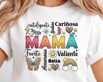 Spanish Word Cloud Mamá Shirt | Latina Mom Tee, Gift for Mom