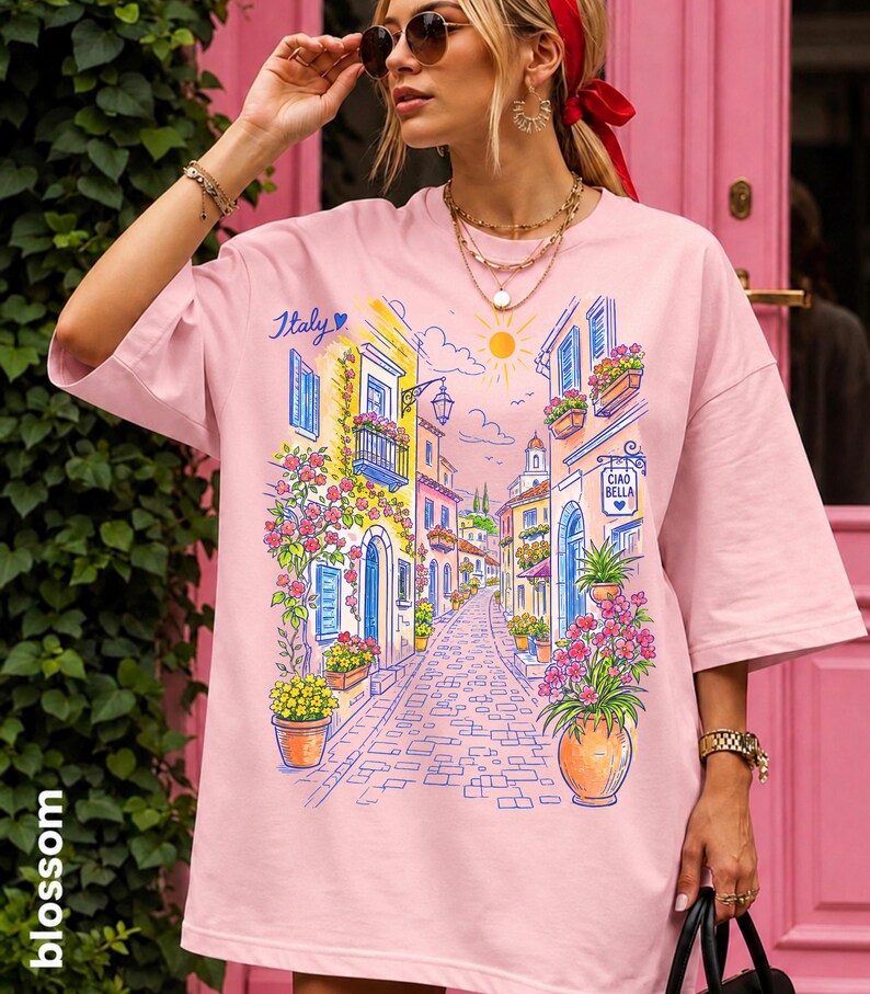 Mediterranean Street Scene T-Shirt | Italian Alley Graphic Tee | Comfort Colors® Italy Vacation Shirt image 6