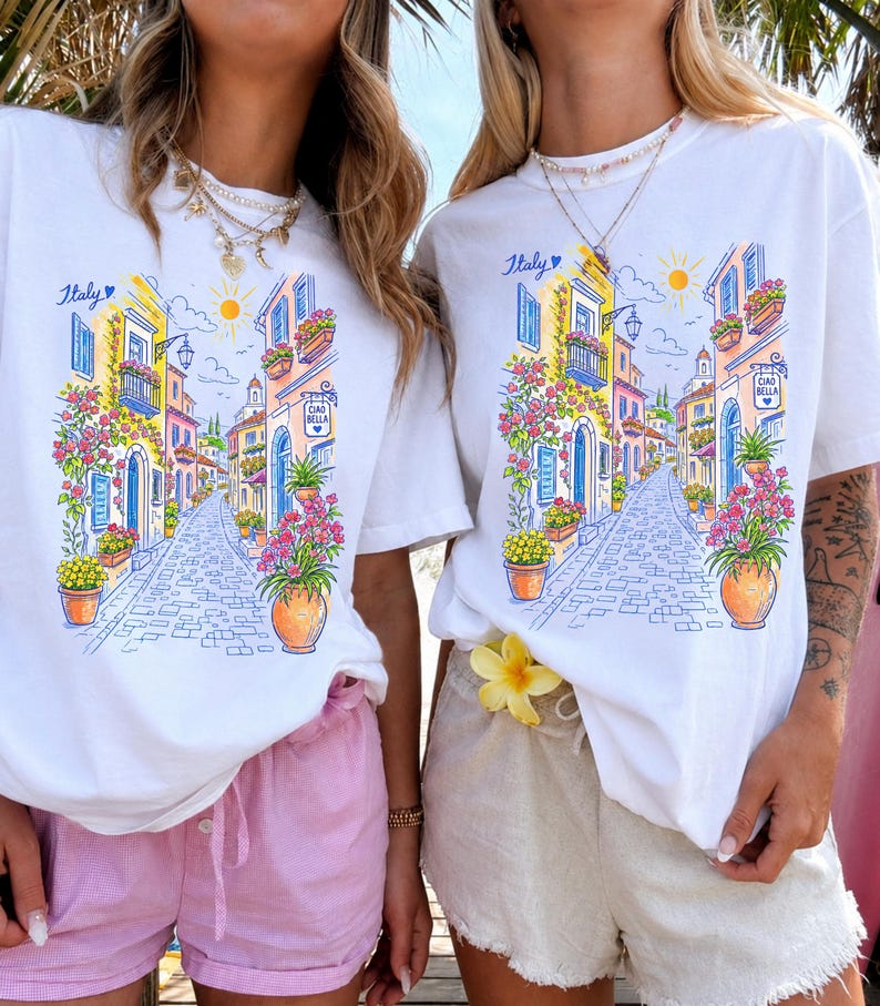 Mediterranean Street Scene T-Shirt | Italian Alley Graphic Tee | Comfort Colors® Italy Vacation Shirt image 16