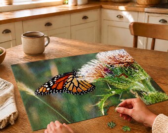 Puzzle della farfalla monarca, puzzle con fotografia naturalistica, regalo per amanti del giardino, regalo a tema farfalle, puzzle rilassante, collezione Passeggiate in giardino