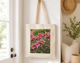 Pink Tulip Tote Bag, Floral Nature Tote, Botanical Bag, Original Photography Tote, Garden Lover Gift, Flower Lover Gift