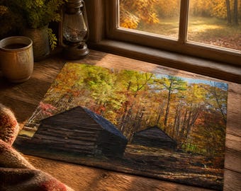 Puzzle di una baita autunnale, puzzle con fotografia originale, scena boschiva autunnale