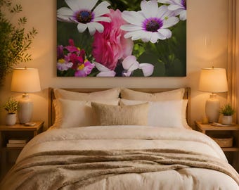 Floral Canvas Wall Art, Garden Flower Photography, Botanical Wall Decor, Pink Purple Flower Art, Garden Walks Collection