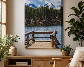 Mountain Lake Canvas Wall Art | Original Nature Photography | Rustic Cabin Decor | Landscape Wall Art