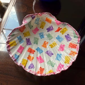 Decoupage Scallop Shell Dish – Coastal Ring Dish, Trinket Bowl, Pin Holder, Beach Jewelry Decor