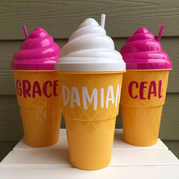 Personalized Ice Cream Cone Cups With Lid and Straw Sweet Etsy
