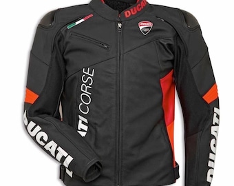 Giacca Ducati C6 in pelle da moto: abbigliamento da corsa per motociclisti certificato CE