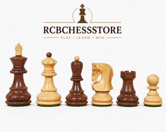 2.6″ Russian Zagreb Chess Set- Chess Pieces Only – Weighted Golden Rose wood & Boxwood