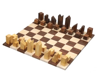 Repro 1966 Lanier Graham Chess Set- Chess Pieces Only - Absract set - Golden Rosewood- 2.7"