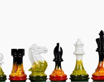 4'' Painted Staunton Weighted Wooden Chess Pieces - 4.0" King with Extra Queens