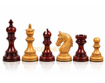 4.1" Stallion Staunton Luxury Chess Set - Chess Pieces Only Triple Weighted Bud Rose Wood