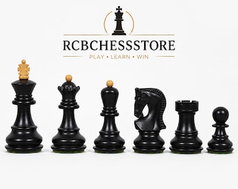 2.6″ Russian Zagreb Chess Set- Chess Pieces Only – Weighted ebonies   & Boxwood