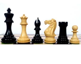 4.1" Pro Staunton Weighted Wooden Chess Set - Chess Pieces Only - Ebonised wood - 4 queens