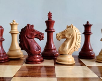 Alban Series Wooden Chess Pieces in Budrose & Boxwood - 4.0" King