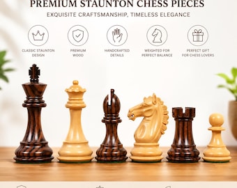 3.9" Exclusive Alban Staunton Chess Pieces Only set - Triple Weighted Rosewood