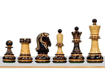 Dubrovnik Chessmen Version 3.0 in Burnt Boxwood - 3.75" King