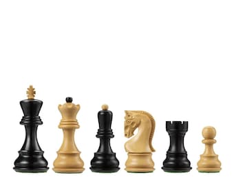 Russian Zagreb Chess Pieces, Ebonized and Boxwood, 4" King