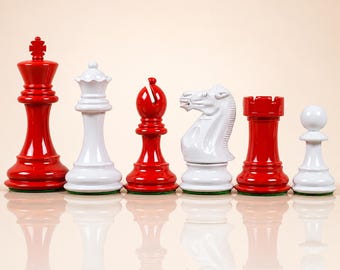4'' Painted Staunton Weighted Wooden Chess Pieces - 4.0" King with Extra Queens