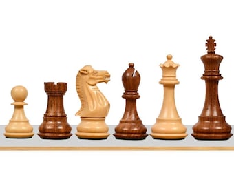 Pro Staunton Series Wooden Chess Pieces in Sheesham & Boxwood - 4.0" King