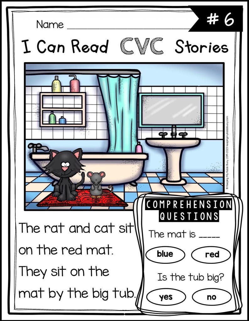 Comprehensive Cvc 30 CVC Printable Comprehensive Stories for Kindergarten - Etsy