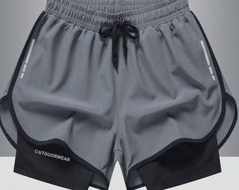 Men Gym Set Compression Shirt Shorts QuickDry Breathable Fitness Activewear