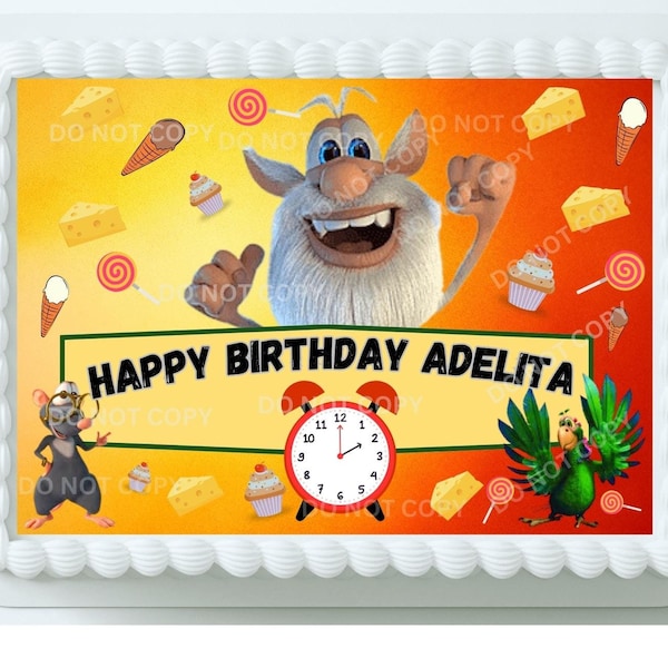 Booba inspired Edible Cake Topper, Kids Theme Cake Decoration. Customized. (Fan Mode)