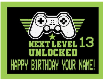 Video Game Edible cake topper, Gamer.  Next Level unlocked!  Free Shipment.