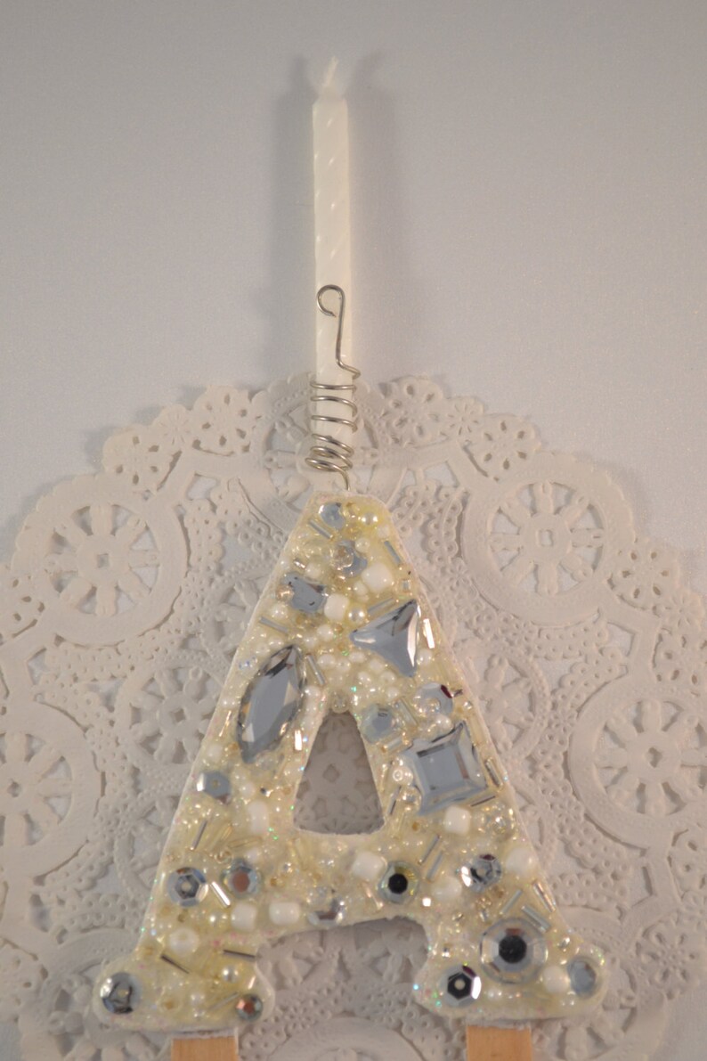 Candle Holder and Cake Topper. White and Silver Etsy