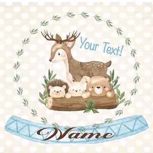 Woodland Baby Boy Celebration, Baby animals.  Edible cake or cupcake topper