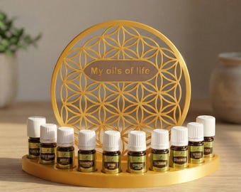 Porte-huiles essentielles doré Fleur de Vie Organisateur personnalisé Impression 3D doTERRA Young Living Coffret de rangement pour aromathérapie