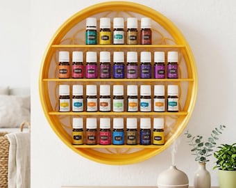 Étagère à huiles essentielles Fleur de Vie, porte-flacons de 30 x 5 ml, étagère murale et sur pied 2 en 1, organisateur d'aromathérapie