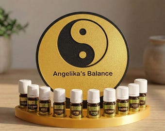 Porta oli essenziali dorato Yin Yang, organizer personalizzato stampato in 3D, doTERRA Young Living, per aromaterapia e meditazione, regalo.