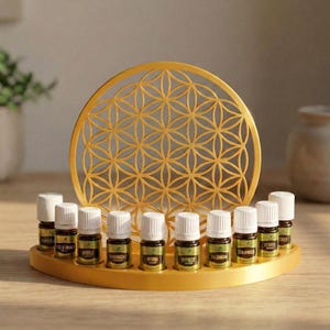Porta oli essenziali dorato Fiore della Vita Organizer Stampa 3D doTERRA Young Living Contenitore Aromaterapia Decorazione Regalo