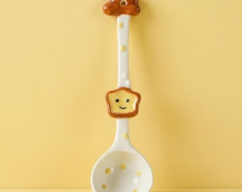 Cute Ceramic Spoon | Kawaii Coffee Spoon | Handmade Soup Spoon | Kitchen Gift | Ceramic Ramen Spoon | Tea Serving Spoon