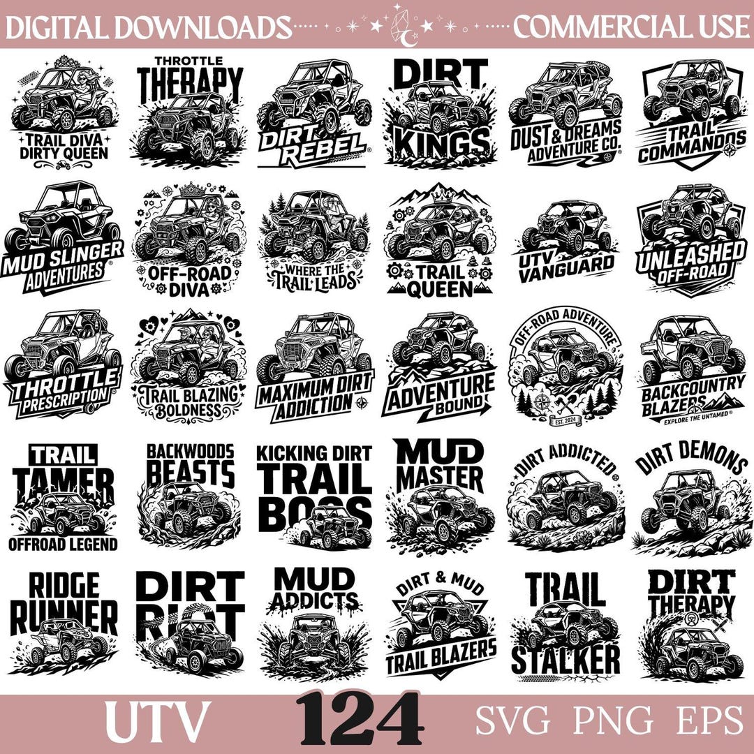 UTV SVG Bundle 124 Designs PNG Eps off Road Adventure Side by Side ...