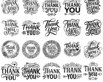 Thank You SVG Bundle PNG EPS Gratitude Calligraphy Floral Appreciation Cricut Card Sticker Gift Designs