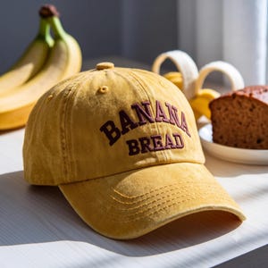 Broderad bananbrödkeps, dessertälskarehatt, bagarpresent