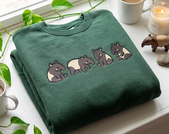 Embroidered Tapir Sweatshirt, Vintage Wildlife Shirt, Tapir Lover Gift