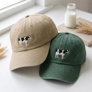 Bestickte Holstein-Kuhmütze – Bauernhofleben, Milchkühe, Bäuerin