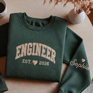 Embroidered Engineer Sweatshirt, Structural Engineer Crewneck Pullover, Personalized Name Detail