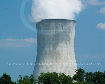 NUCLEAR Cooling Tower Clipart, Water Vapor, Environmental PHOTOGRAPH, Climate Change Photo, Stock Image, Nuclear Photo, Tower Photo,