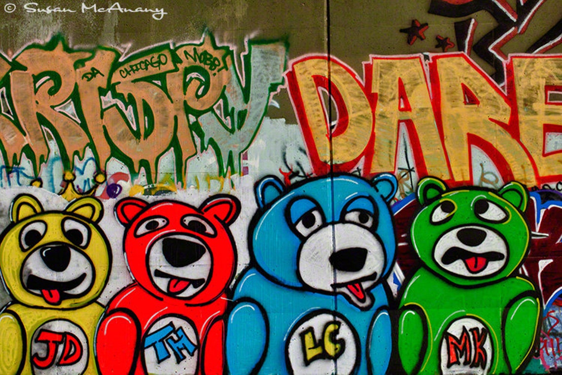 Graffiti Art Bear Graffiti Print Graffiti Wall Art Urban Etsy