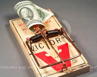 Rat TRAP Clipart PHOTO Image, Hundred Dollar Bill, GREED Illustration, Clip Art, Banner Art, Photoshop Overlay, Compositing, Stock Image