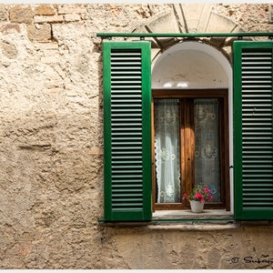 Tuscany Fine Art Photograph, Window Art, Travel Wall Art Print, Mediterranean Home Decor, Tuscany Window, Italy Art, Vintage Lace Curtain image 1