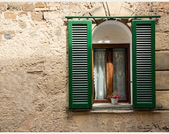 Tuscany Fine Art Photograph, Window Art, Travel Wall Art Print, Mediterranean Home Decor, Tuscany Window, Italy Art, Vintage Lace Curtain