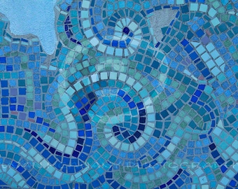 Blue Mosaic Texture Photo, Photoshop Overlay, Instant Download, Scrapbooking, Banner Clipart, Clip Art, Website Content, Swirling Mosaic
