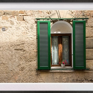 Tuscany Fine Art Photograph, Window Art, Travel Wall Art Print, Mediterranean Home Decor, Tuscany Window, Italy Art, Vintage Lace Curtain image 2