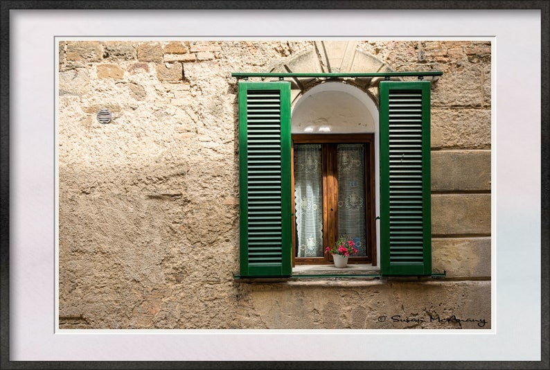 Tuscany Fine Art Photograph, Window Art, Travel Wall Art Print, Mediterranean Home Decor, Tuscany Window, Italy Art, Vintage Lace Curtain image 2